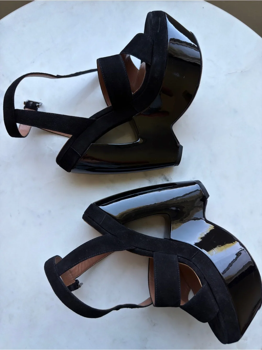 ALAIA Black Platform Cutout Sandals